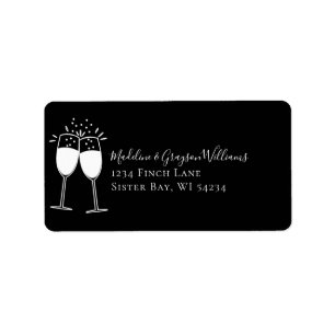Champagne Glasses Wedding Return Address Label