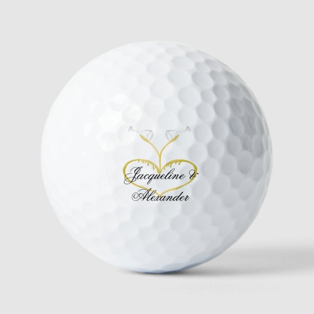 Champagne Glasses Wedding Theme Golf Balls (Front)