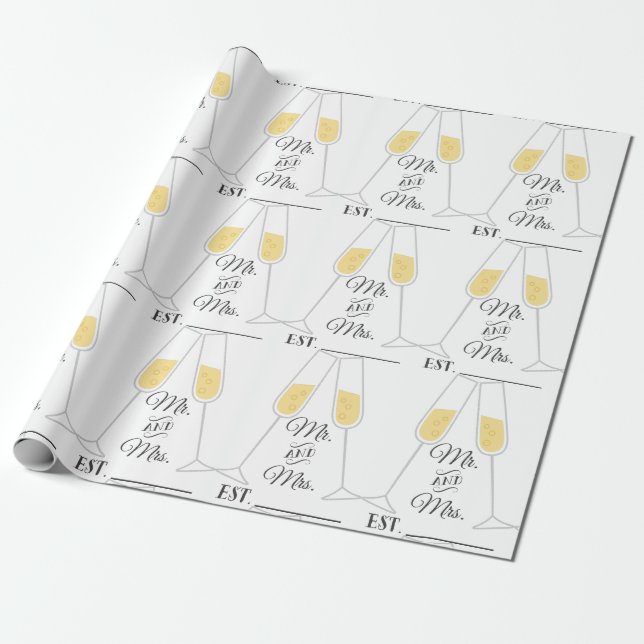Champagne Glasses Wrapping Paper (Unrolled)