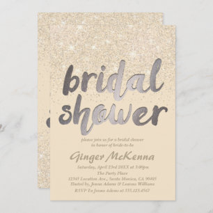 Champagne Glitter Bridal Shower Invitations