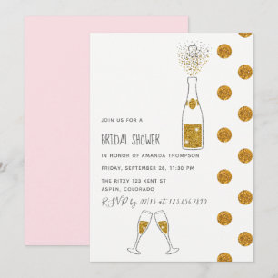 Champagne glitter bubbles Bridal Shower Invitation