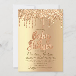 Champagne Glitter Drip Baby Shower Invitation