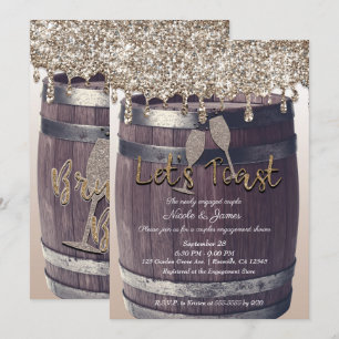 Champagne Glitter Drip Barrel Engagement Brunch Invitation