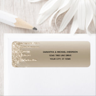 Champagne Glitter Drip Glam Trendy Return Address
