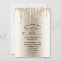 Champagne Glitter Drip Trendy Elegant Wedding 