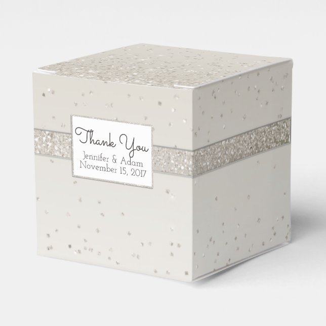 Champagne Glittery Wedding Favour Gift Box (Front Side)