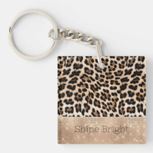 Champagne Glitz Cream Leopard Key Ring