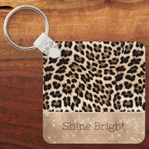 Champagne Glitz Cream Leopard Key Ring