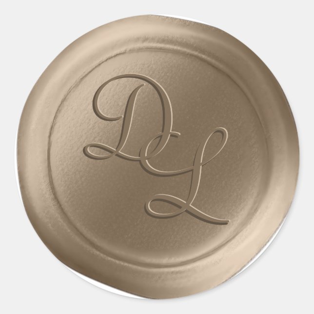 Champagne Gold 2 Letter Monogram Wax Seal Stickers (Front)