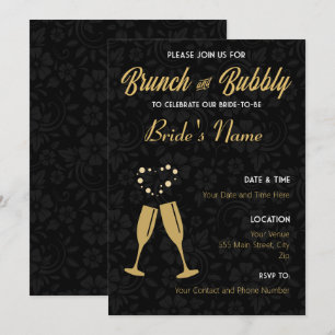 Champagne Gold and Black Bridal Shower Invite