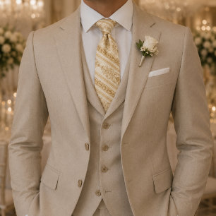 Champagne Gold Baroque Regency Stripe Tie