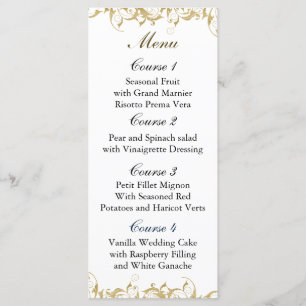 champagne gold Baroque Wedding Menu