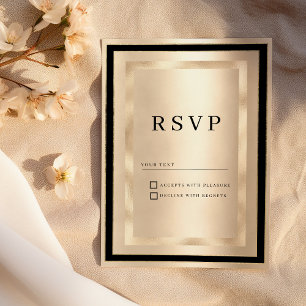 Champagne Gold Black Glamour Luxury RSVP  Invitation