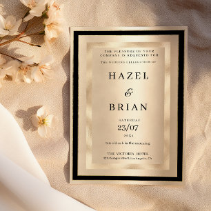 Champagne Gold Black Glamour Luxury Wedding Invitation