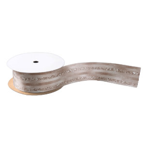 Champagne Gold Blush Glitter Stripes      Satin Ribbon