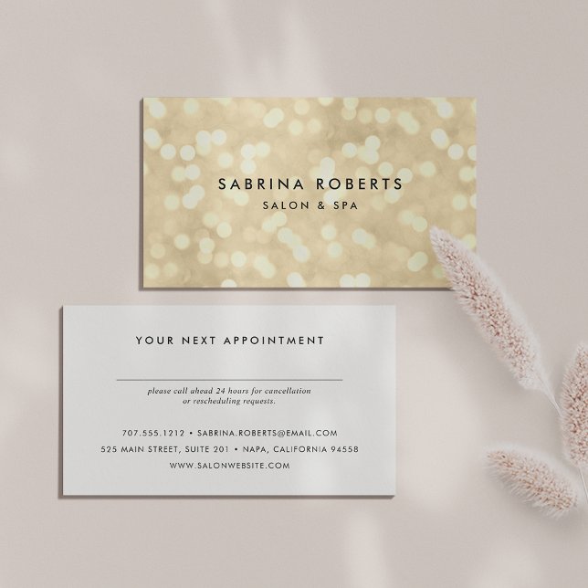 Champagne Gold Bokeh Appointment Card (Creator Uploaded)