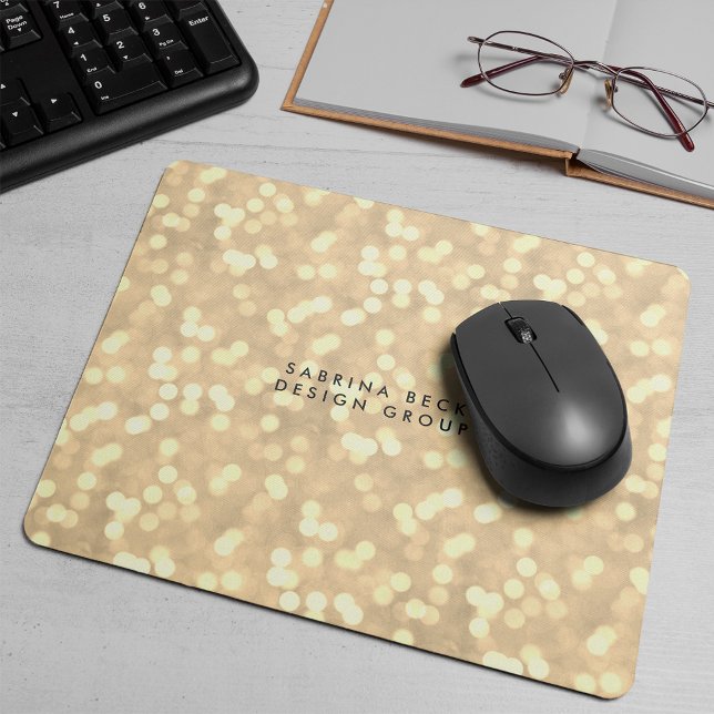Champagne Gold Bokeh Lights | Personalised Mouse Mat (Creator Uploaded)