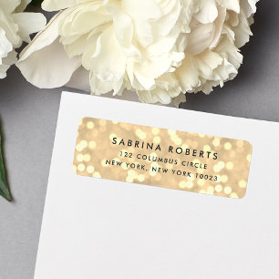 Champagne Gold Bokeh Return Address