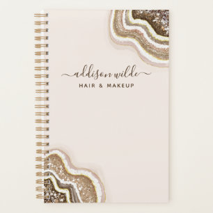 Champagne Gold Brown Glitter Agate Geode Planner