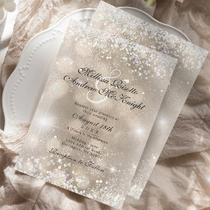 Champagne Gold Faux Glitter Script Wedding Invitation