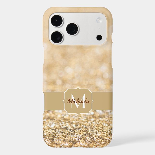 Champagne gold faux glitter sparkles Monogram (Back)