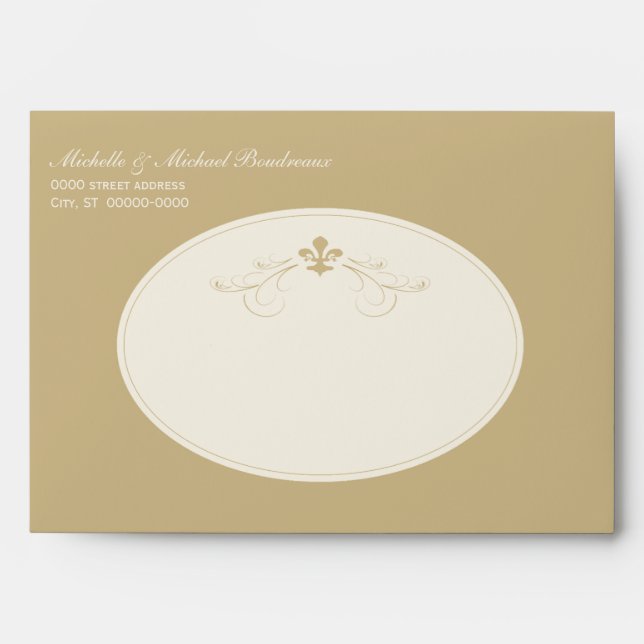 Champagne Gold Fleur de Lis Envelopes (Front)