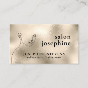 Champagne Gold Foil Line Art Logo Salon Name Business Card