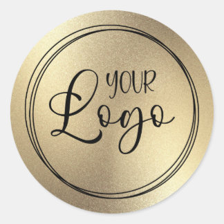 Champagne Gold Foil Look Logo Classic Round Sticker