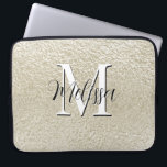 Champagne Gold Foil Modern Monogram Laptop Sleeve<br><div class="desc">This laptop sleeve has a background of textured faux champagne gold. Simple and contemporary. Complete it with a personalised monogram and name. Created by Simply Farmhouse Press.</div>