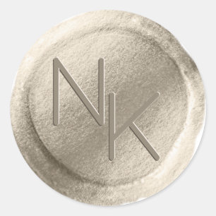 Champagne Gold Foil Wax Seal Monogram Sticker