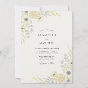 Champagne Gold Foliage Soft Eucalyptus Wedding Invitation