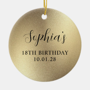Champagne Gold Glam Foil 18th Birthday Photo Ceramic Tree Decoration