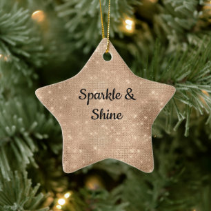 Champagne Gold Glam Sparkle Glitz Ceramic Tree Decoration