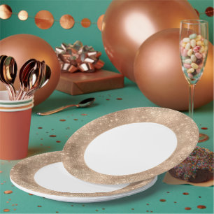 Champagne Gold Glam Sparkle Glitz Paper Plate