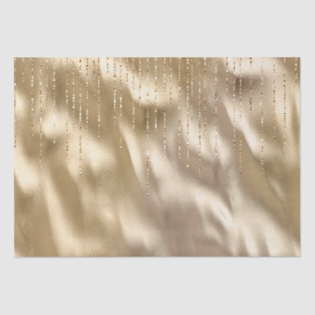 Champagne Gold Glam Sparkle Strings Wedding Tissue Paper (Front)