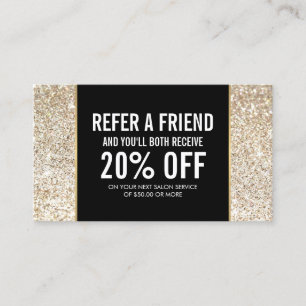 Champagne Gold Glitter and Glamour Referral Card