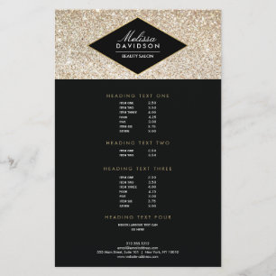 Champagne Gold Glitter and Glamour Salon Flyer