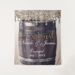 Champagne Gold Glitter Drip Barrel Barn Engagement Tapestry