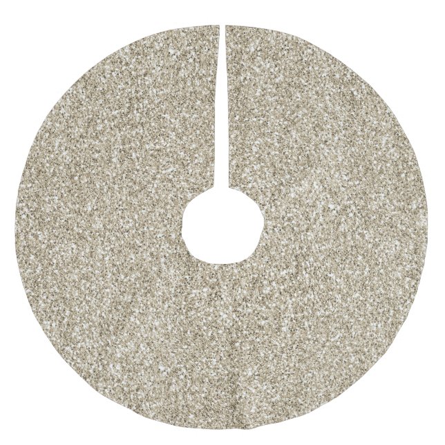 Champagne Gold Glitzy Glitter Brushed Polyester Tree Skirt (Front)