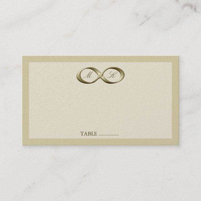 Champagne Gold Infinity Hand Clasp Wedding Place C Card (Front)