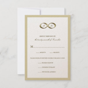 Champagne Gold Infinity Hand Clasp Wedding RSVP Ca Card