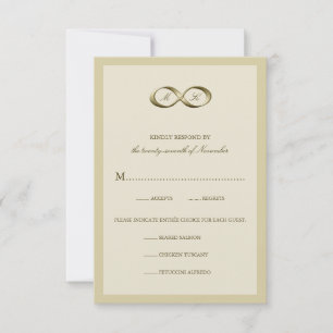 Champagne Gold Infinity Hand Clasp Wedding RSVP Card