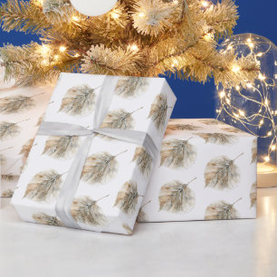 Champagne Gold Leaves Christmas Wrapping Paper
