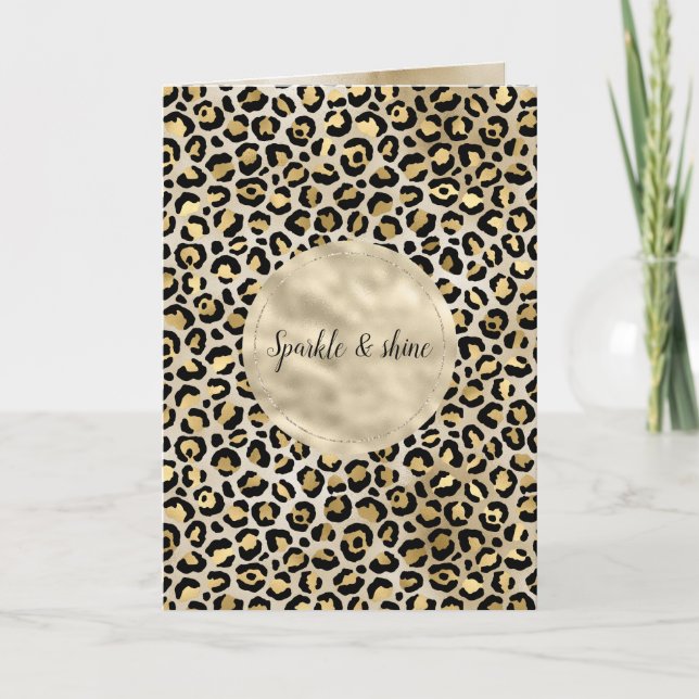 Champagne Gold Leopard Print Card (Front)