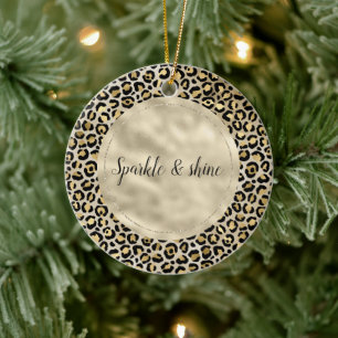 Champagne Gold Leopard Print Ceramic Tree Decoration