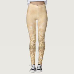 Champagne gold light faux glitter sparkles leggings