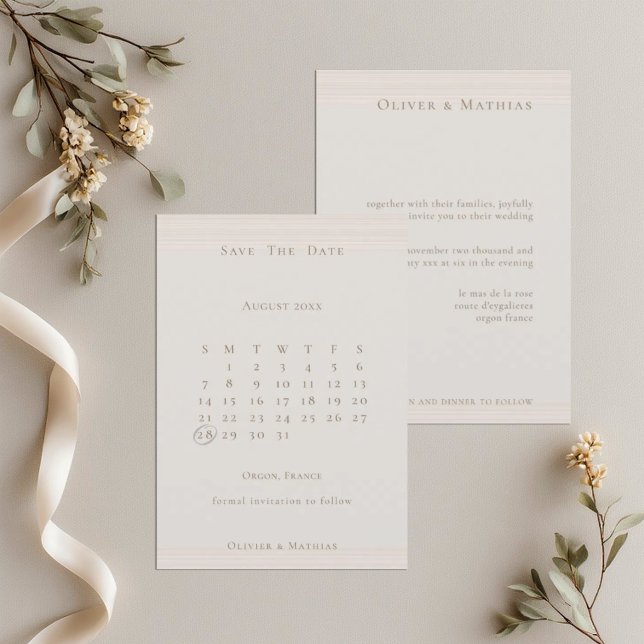 Champagne Gold Modern Chic Calendar Save The Date (Creator Uploaded)