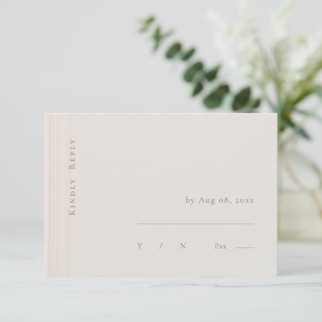 Champagne Gold Modern Minimalist Wedding RSVP  Invitation (Standing Front)