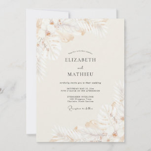Champagne Gold Palm Eucalyptus Wedding Invitation