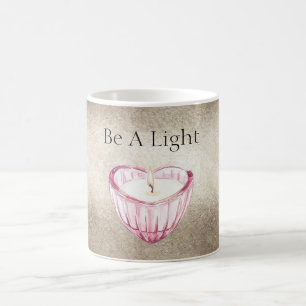 Champagne Gold Pink Heart Candle Be A Light Coffee Mug